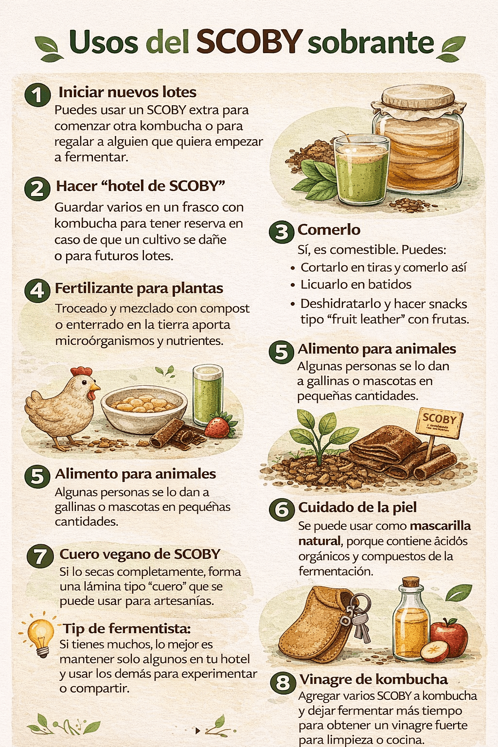 8 Usos Creativos para tu SCOBY Sobrante de Kombucha